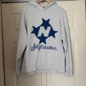 Light Grey Aelfric Eden Hoodie 3D Star Pattern Size Large